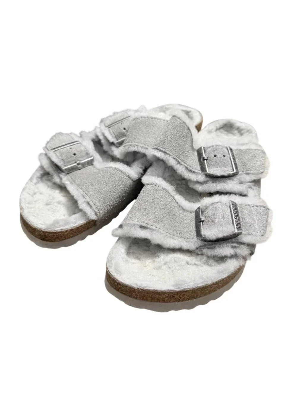 Birkenstock Arizona Shearling Suede Gray Sandals Womens Size 9